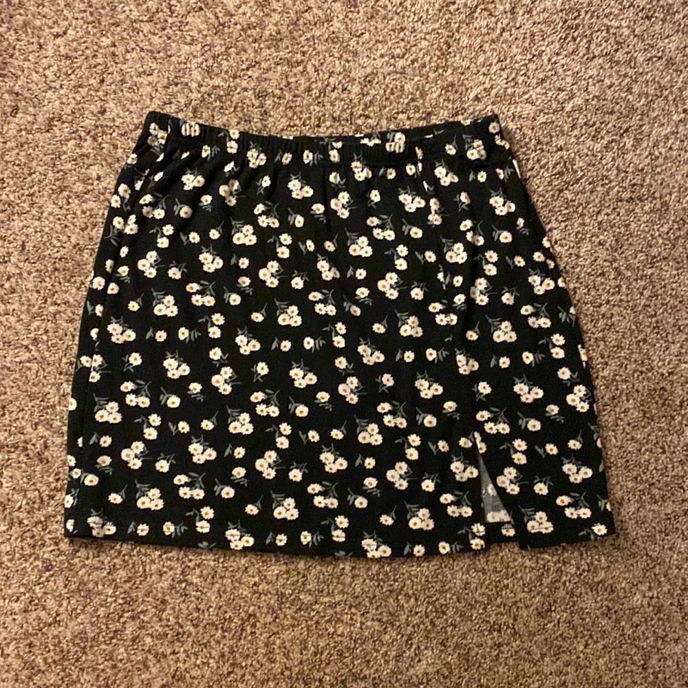 SHEIN black floral skirt
